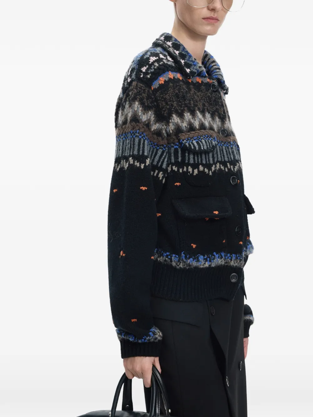 JNBY Gebreid cropped vest met jacquard Zwart