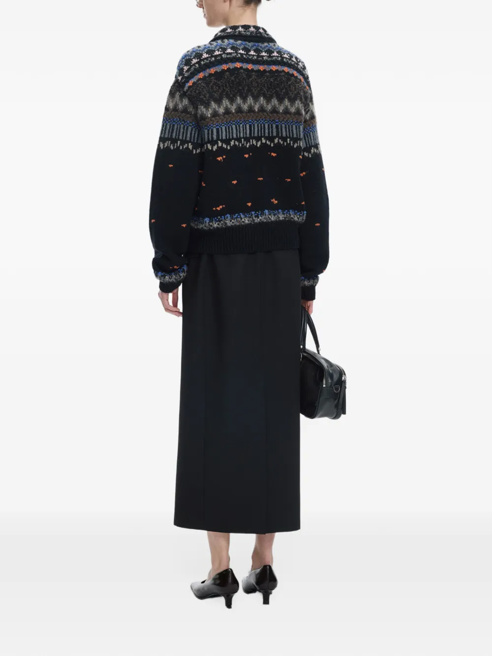 JNBY Gebreid cropped vest met jacquard Zwart