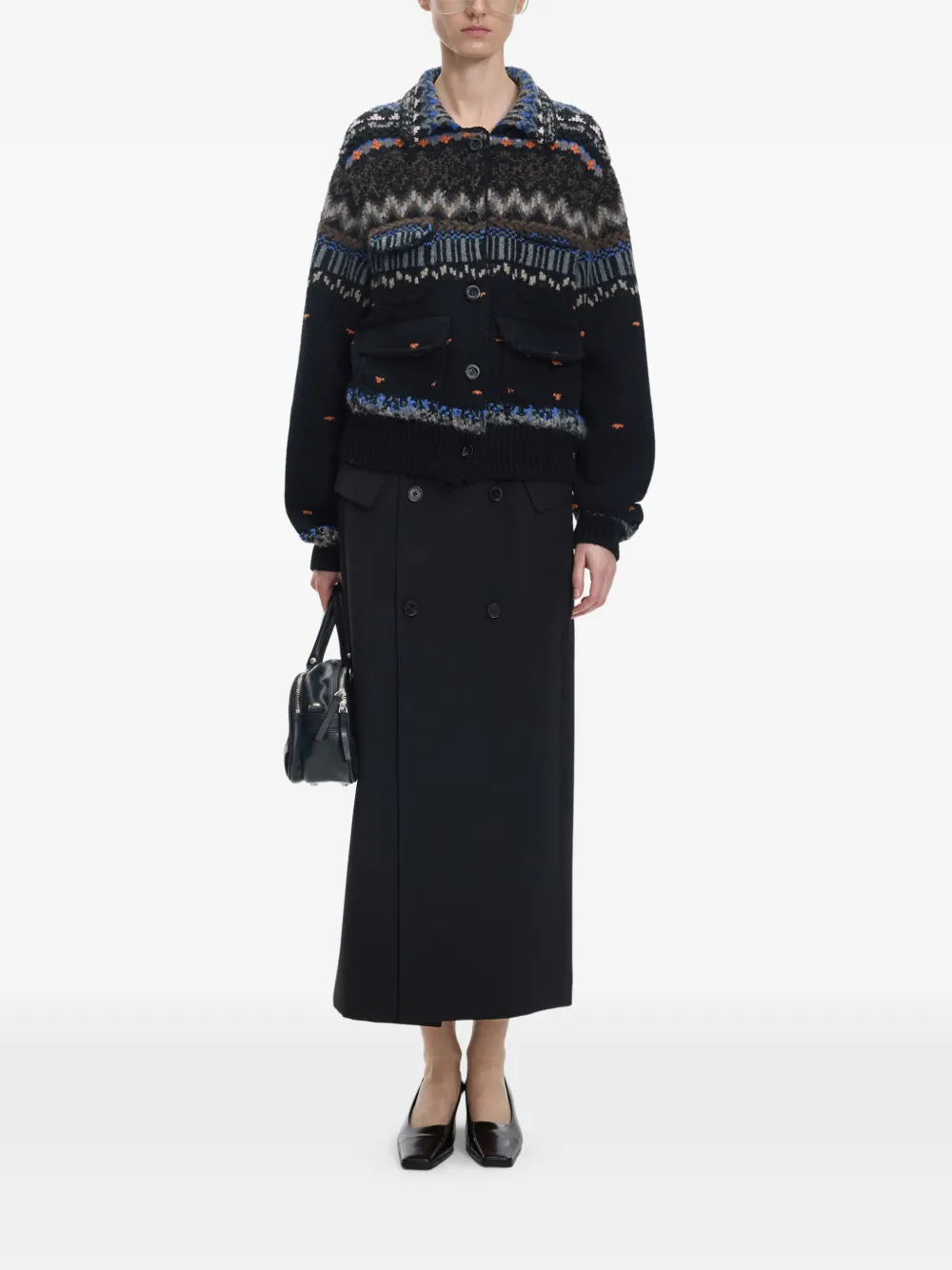 JNBY Gebreid cropped vest met jacquard Zwart