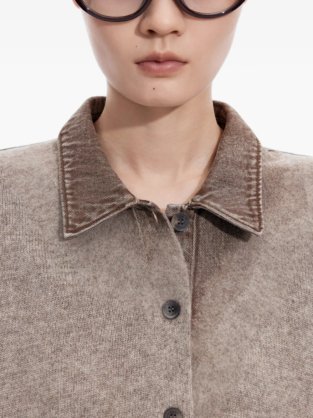 JNBY Vest met denim patchwork Beige