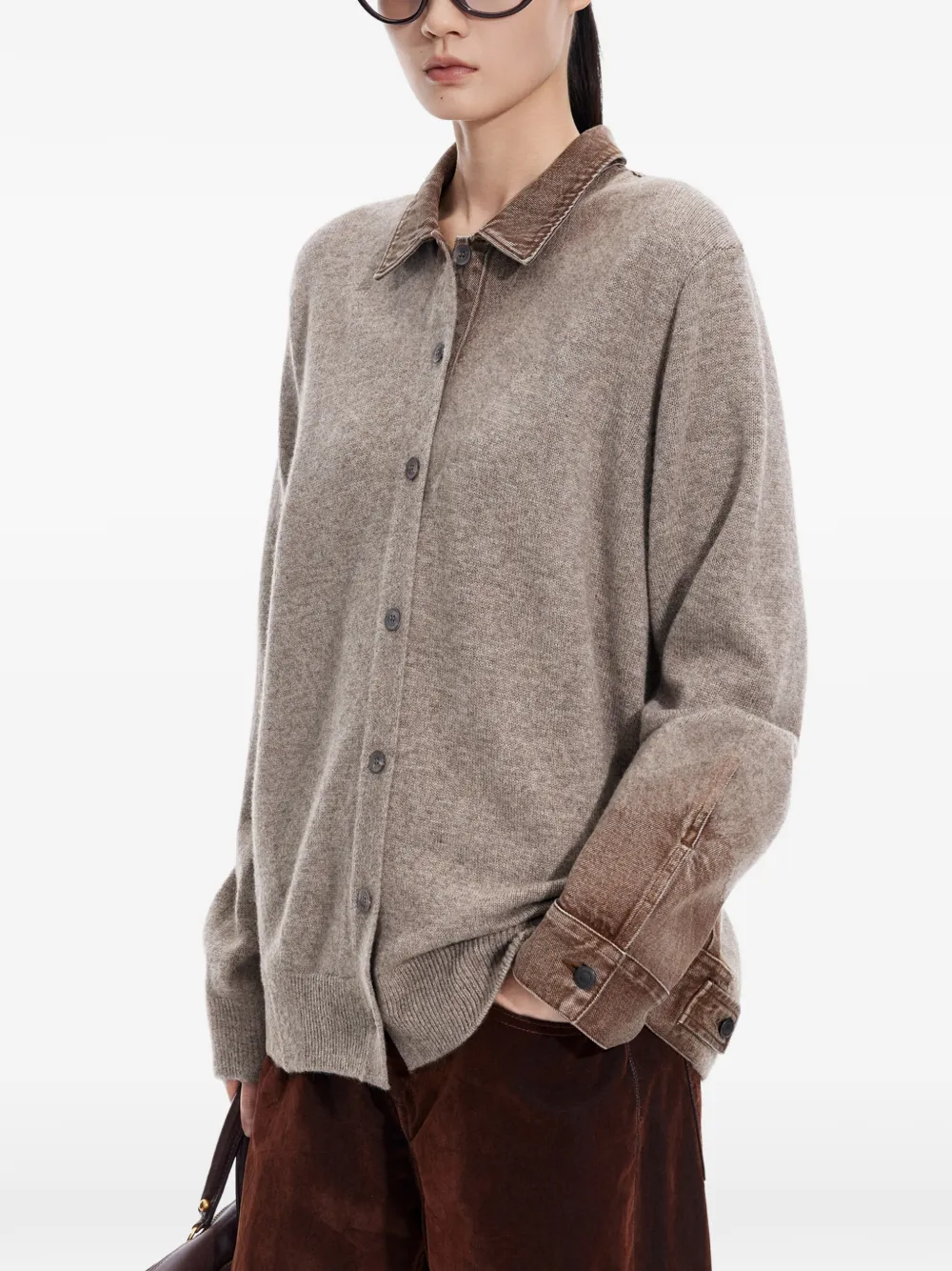 JNBY Vest met denim patchwork Beige