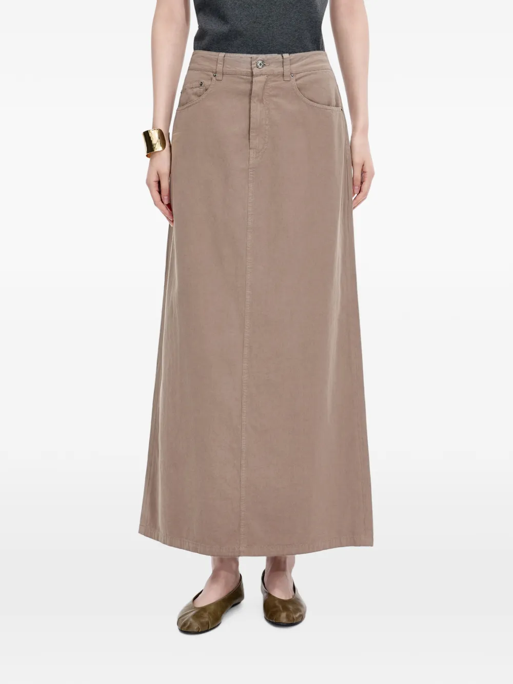 JNBY rear-slit A-line maxi skirt Beige
