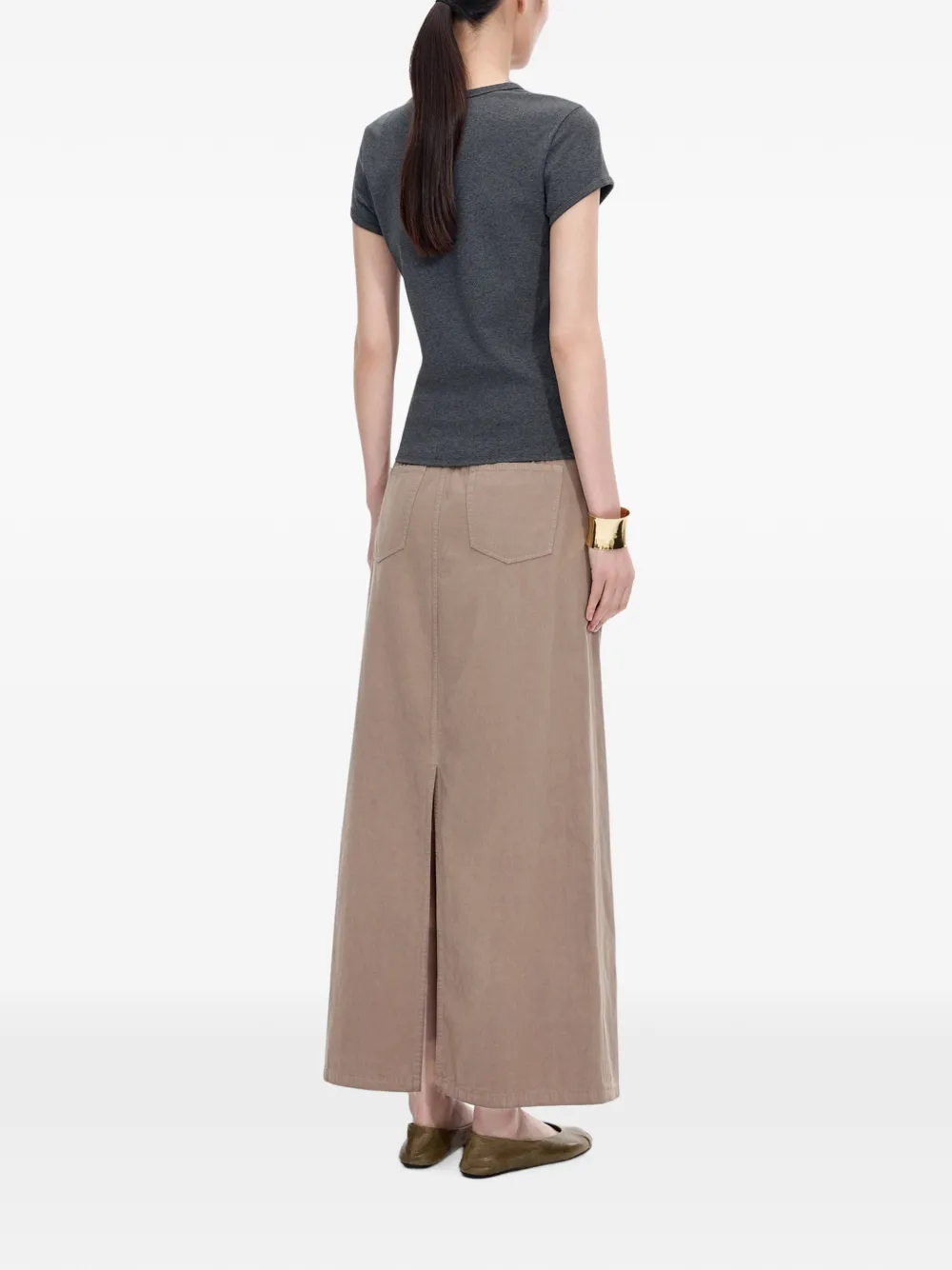 JNBY rear-slit A-line maxi skirt Beige