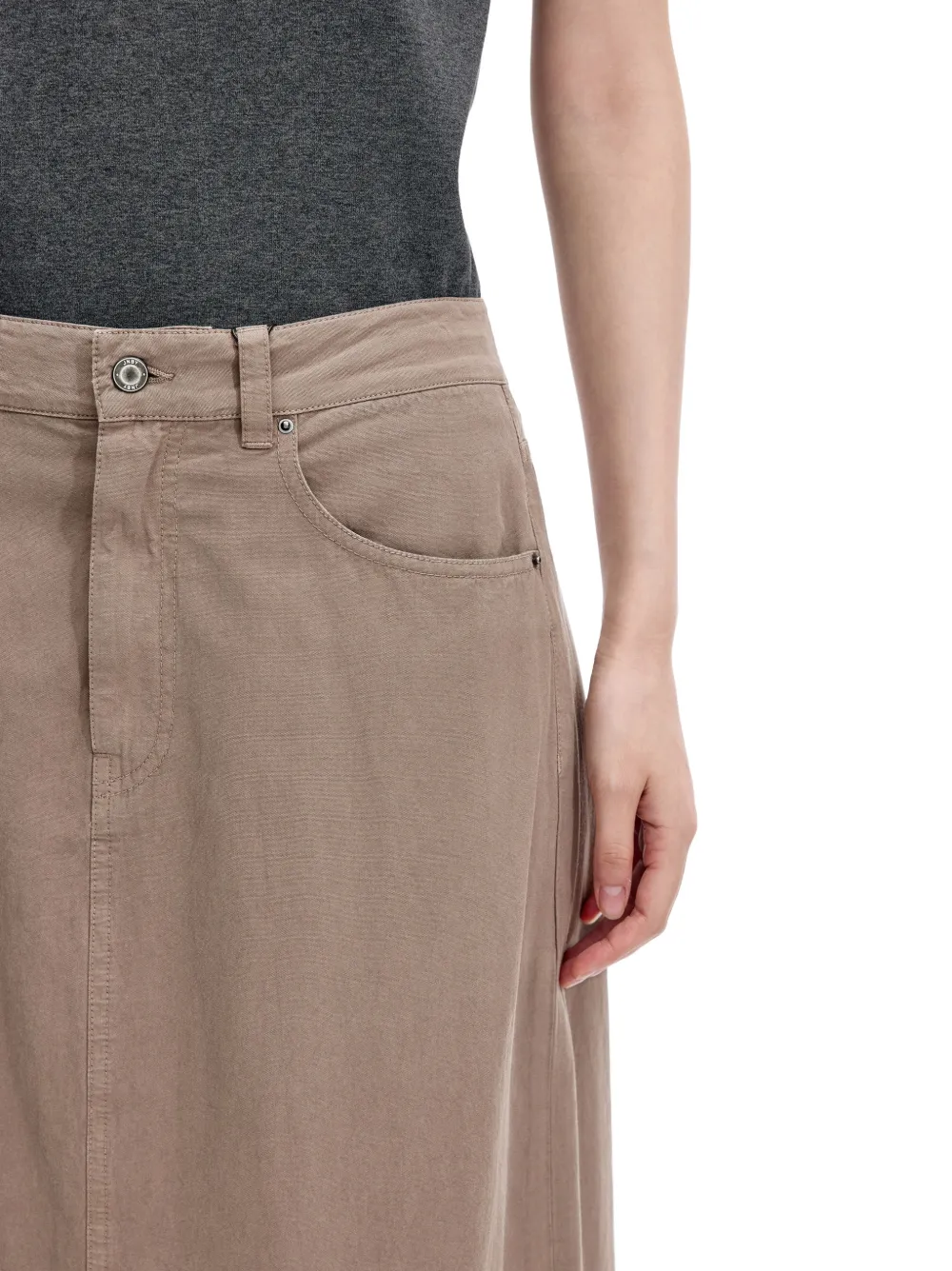 JNBY rear-slit A-line maxi skirt Beige