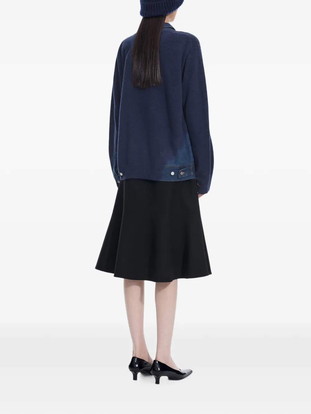 JNBY denim-patchwork cardigan Blauw