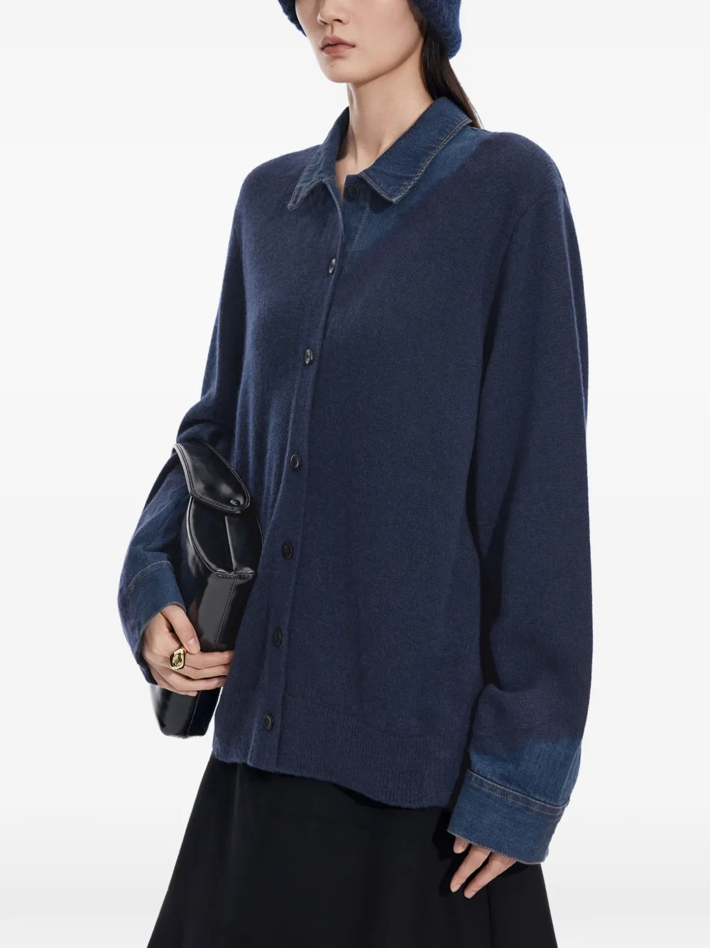 JNBY denim-patchwork cardigan Blauw