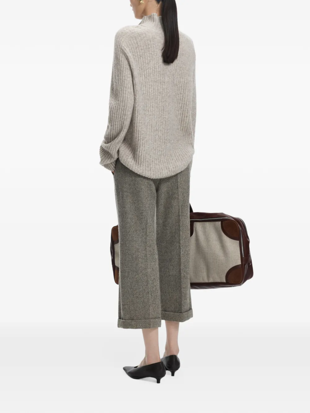JNBY herringbone-pattern wool cropped trousers Bruin