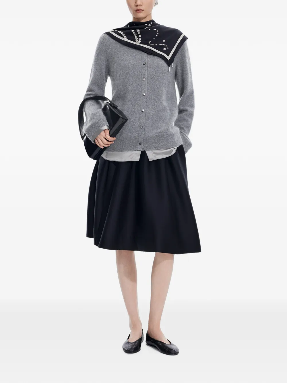 JNBY layered-effect button-up cardigan Grijs
