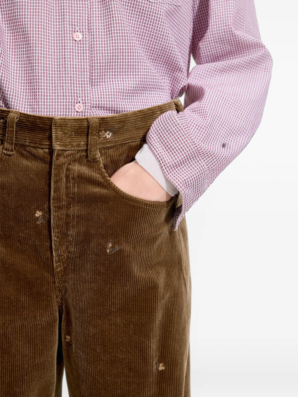 JNBY Broek met rechte pijpen en ribfluwelen textuur Bruin