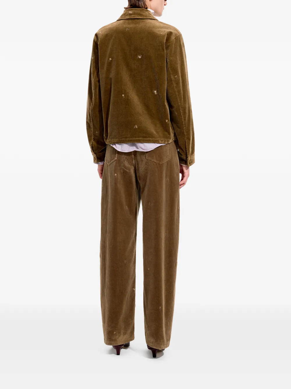 JNBY Broek met rechte pijpen en ribfluwelen textuur Bruin