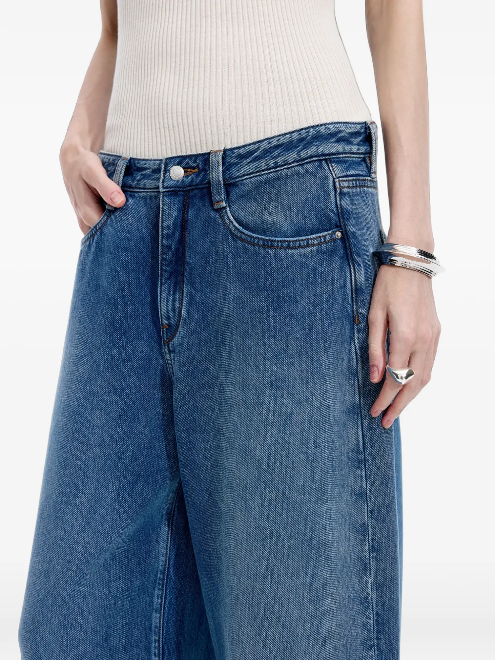 JNBY Jeans met gebogen pijpen en verwassen effect Blauw