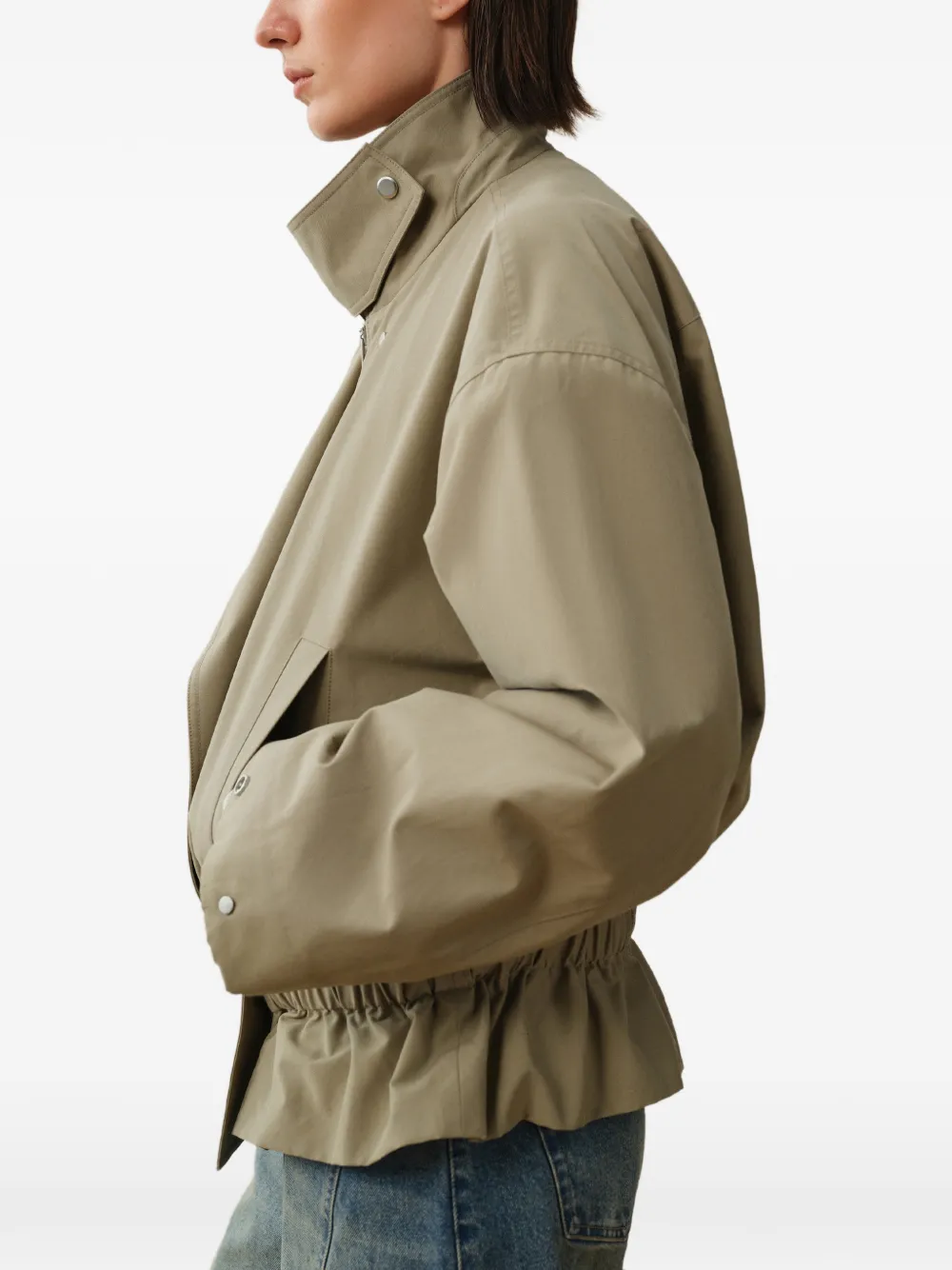 LESS Oversized jack met katoenen canvas Groen