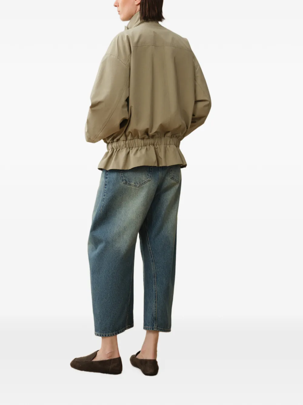 LESS Oversized jack met katoenen canvas Groen