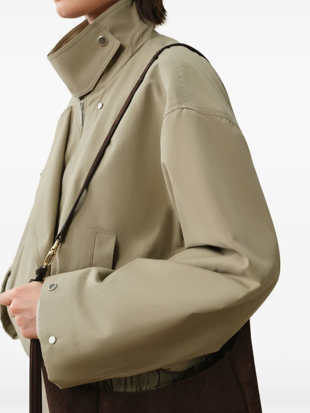 LESS Oversized jack met katoenen canvas Groen
