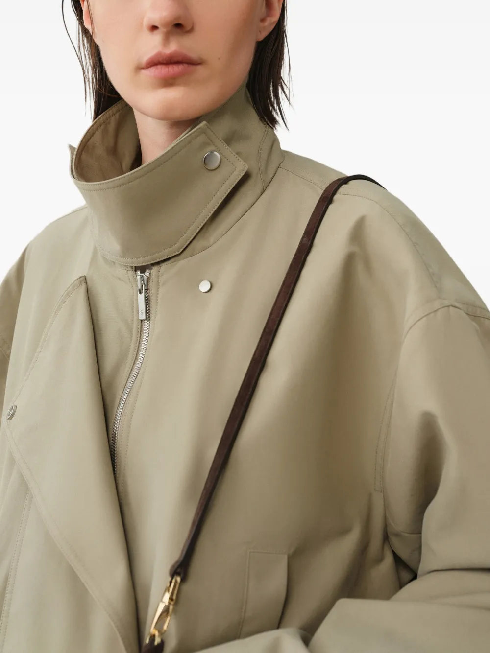 LESS Oversized jack met katoenen canvas Groen