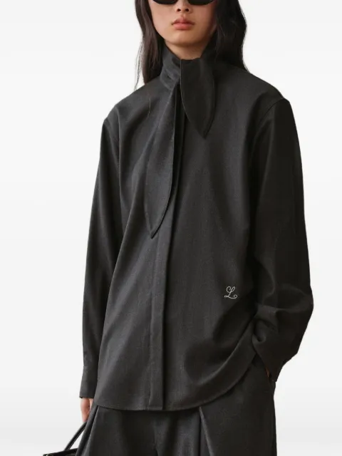LESS tie-neck embroidered-logo shirt