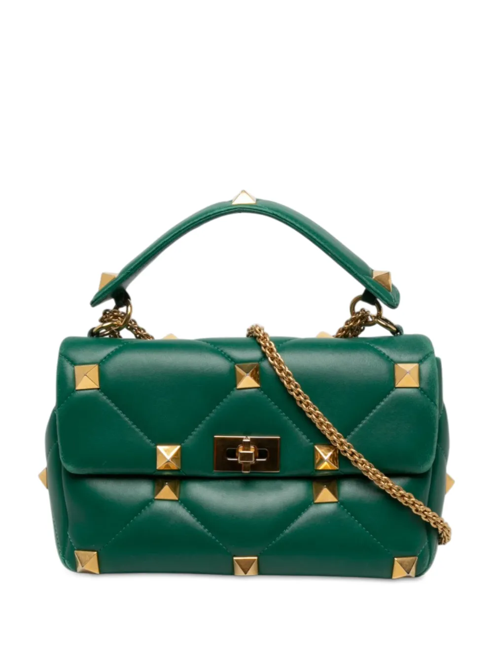 Valentino Garavani Pre-Owned 2018-2026 Large Nappa Roman Stud satchel - Grün