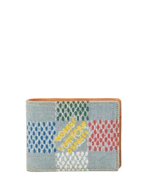 Louis Vuitton Pre-Owned LV Birds Damier Denim Portefeuille Multiple 对折小号钱包(2025年典藏款)