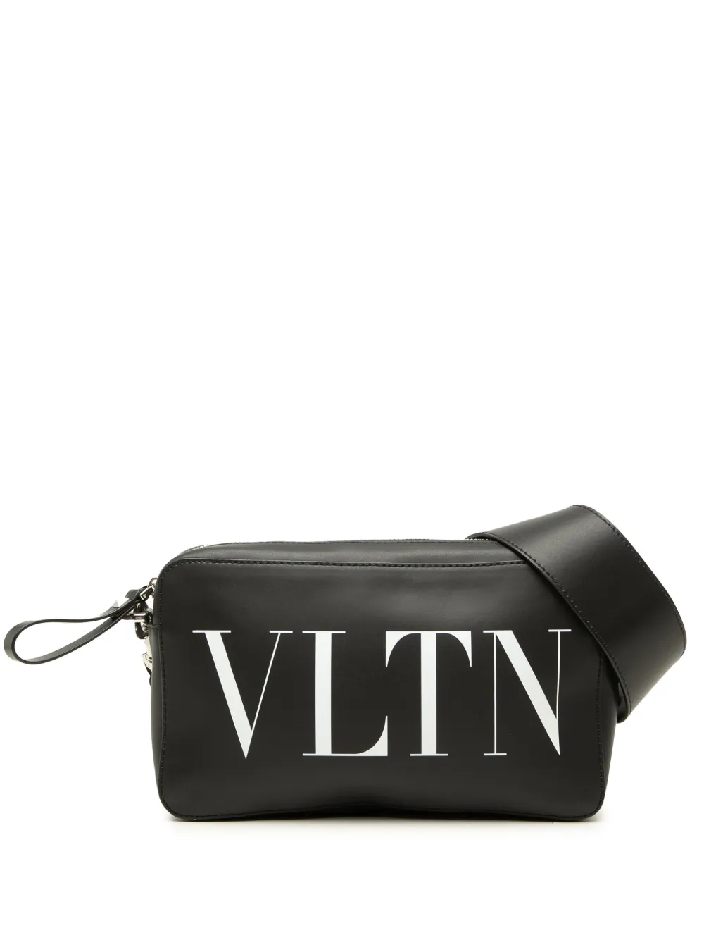 Pre-owned Valentino Garavani 2018-2026 Leather Vltn Crossbody Bag In Black