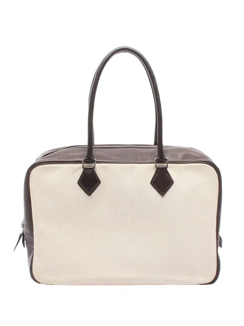 Hermès Pre-Owned bolso de mano Plume 32 de piel Swift y lona Toile H 2002