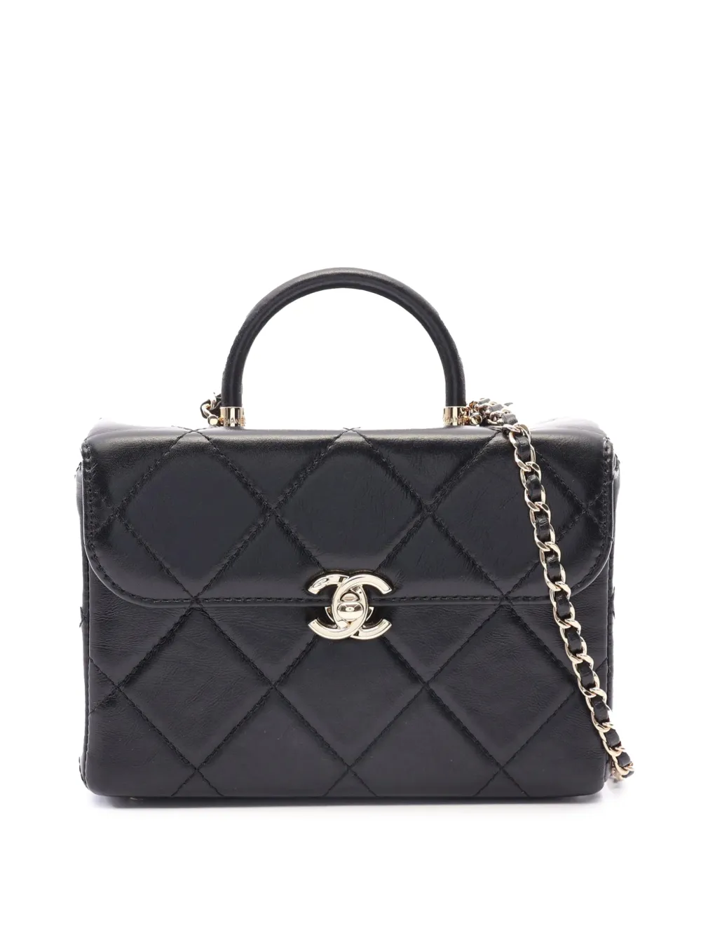 CHANEL Pre-Owned 2021-2026 Quilted Shiny Calfskin CC Handle Vanity Flap satchel - Nero