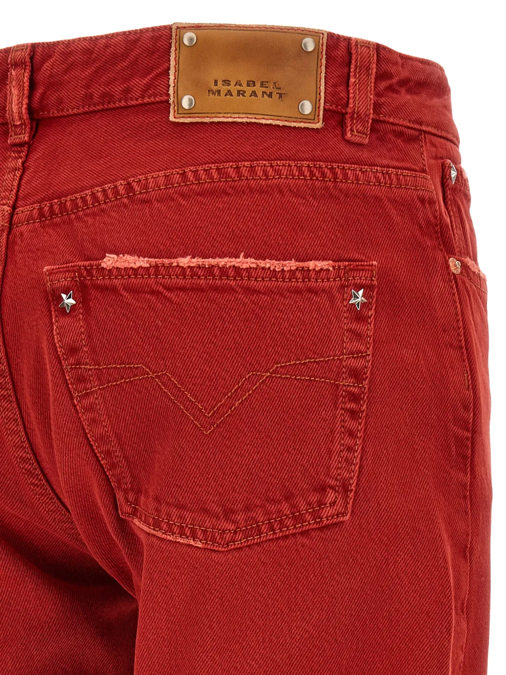 ISABEL MARANT Daya jeans met zoom met franje Rood