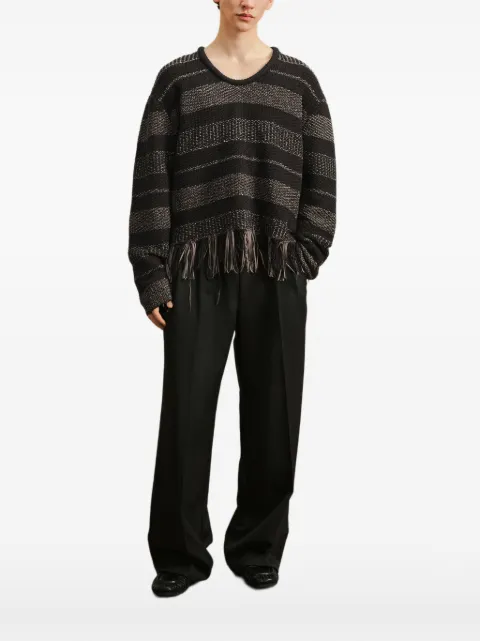 CROQUIS fringe-trim striped sweater