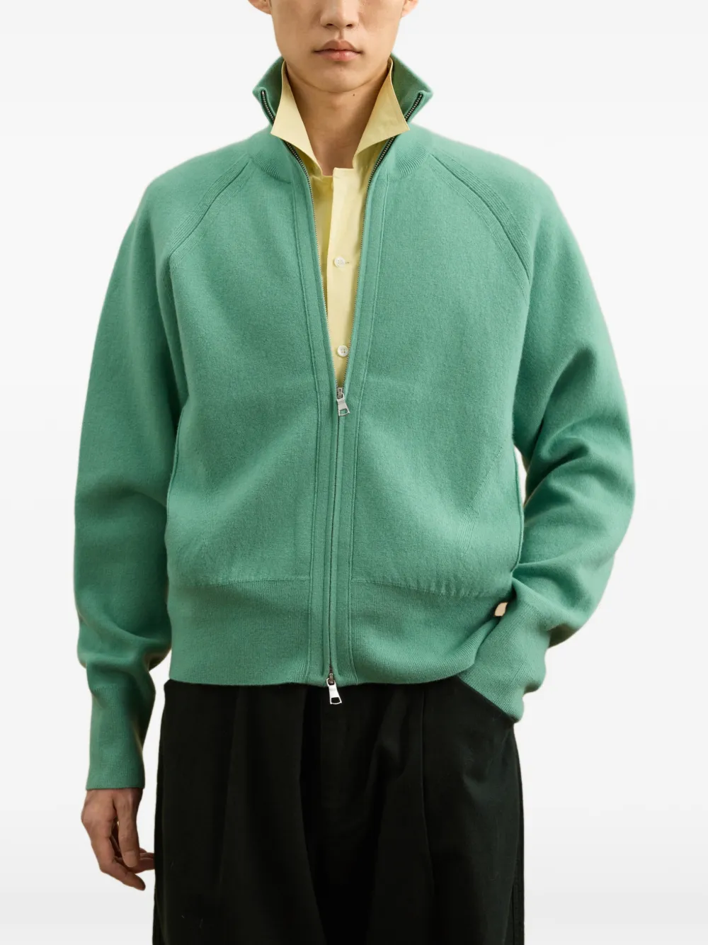 CROQUIS raglan-sleeve zip-up cardigan - Green