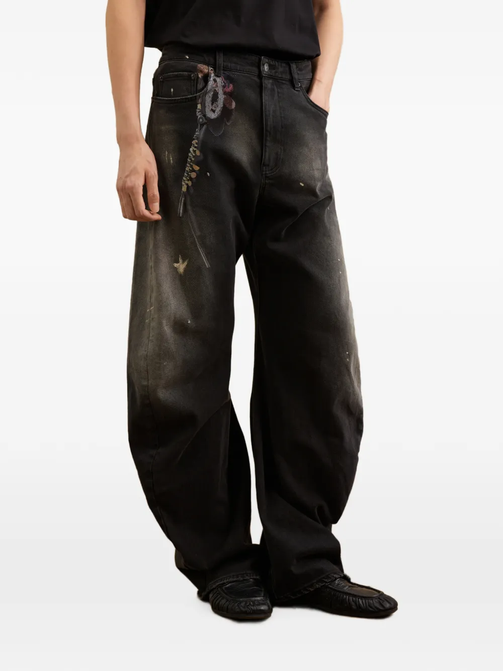 CROQUIS Jeans met gewelfde pijpen Zwart