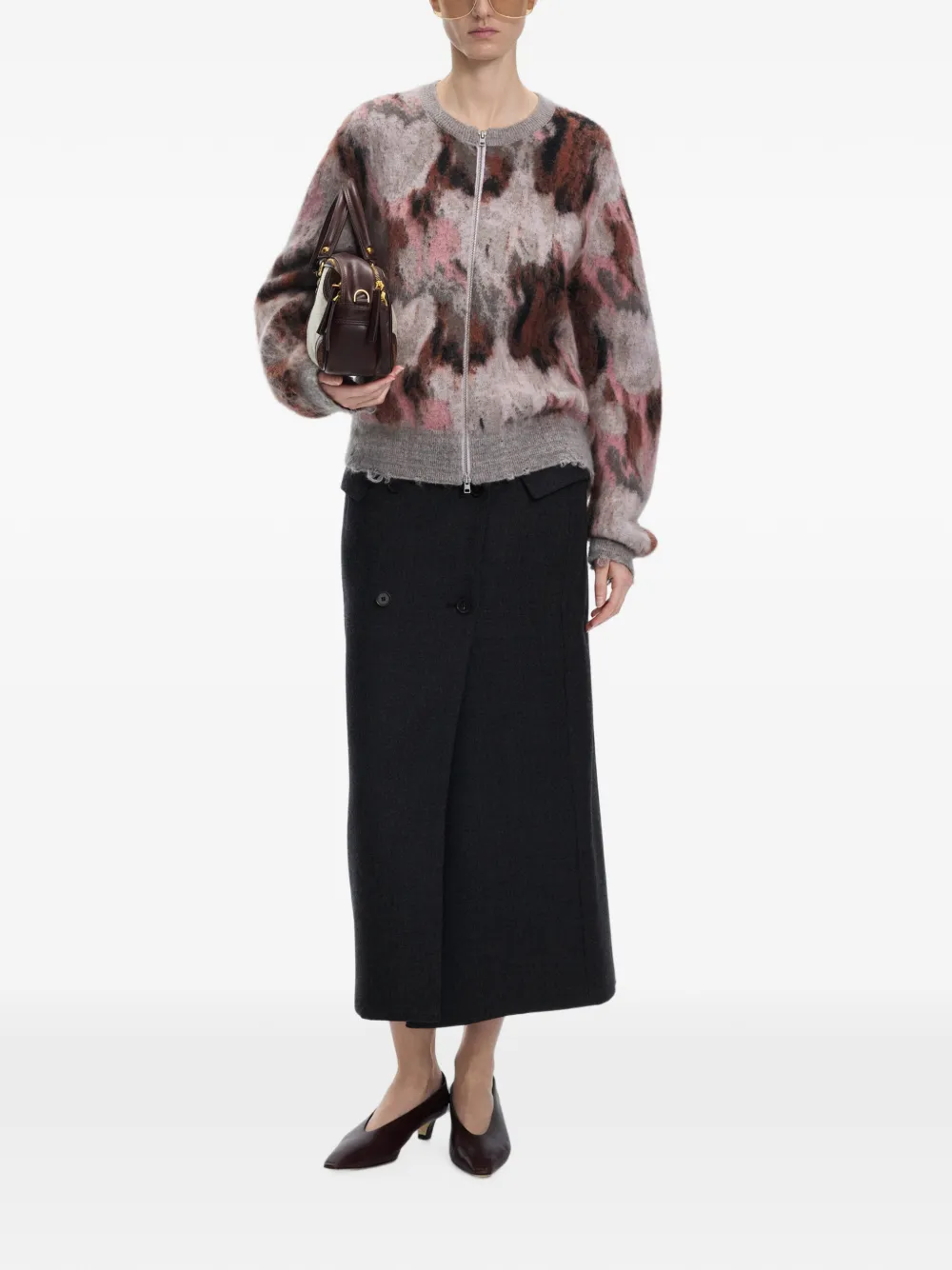 JNBY Vest met bloemenprint en rafels Grijs