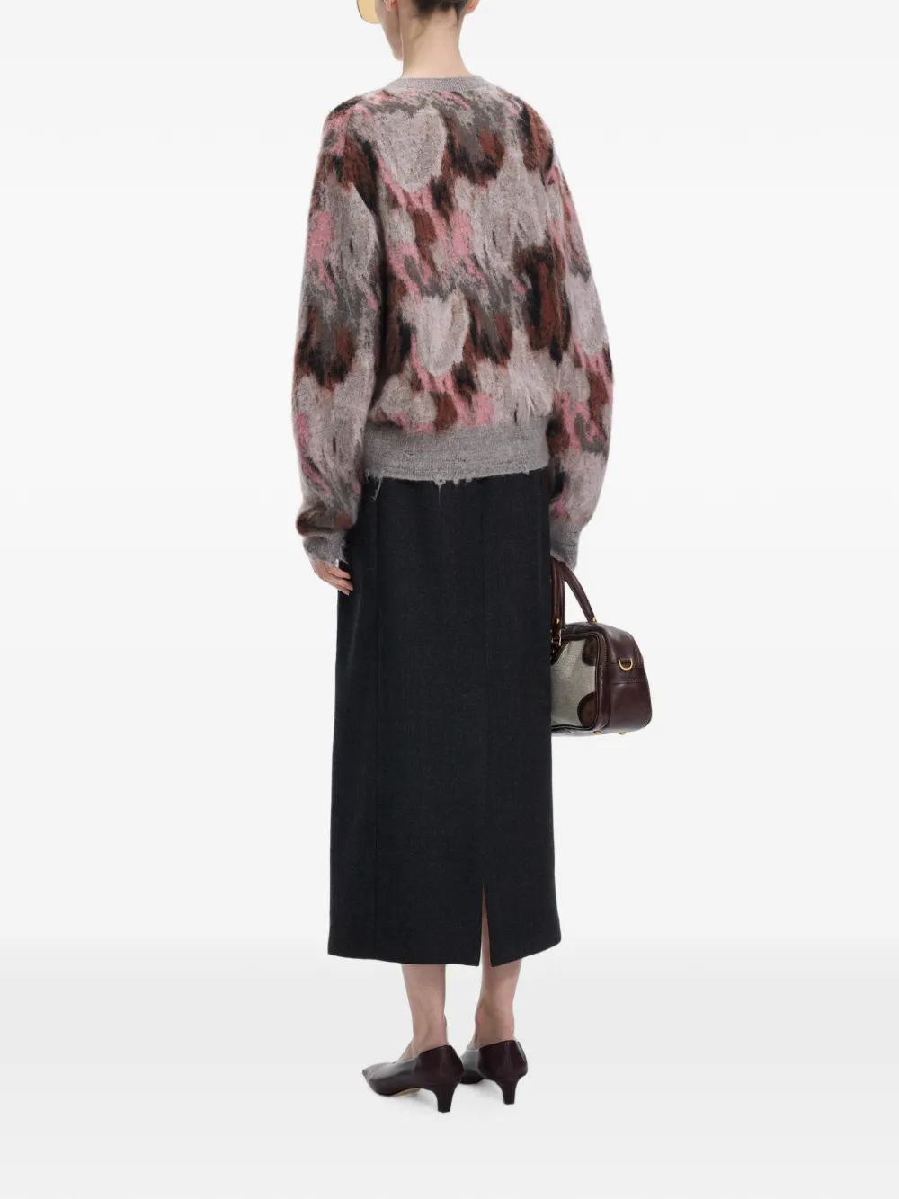 JNBY Vest met bloemenprint en rafels Grijs