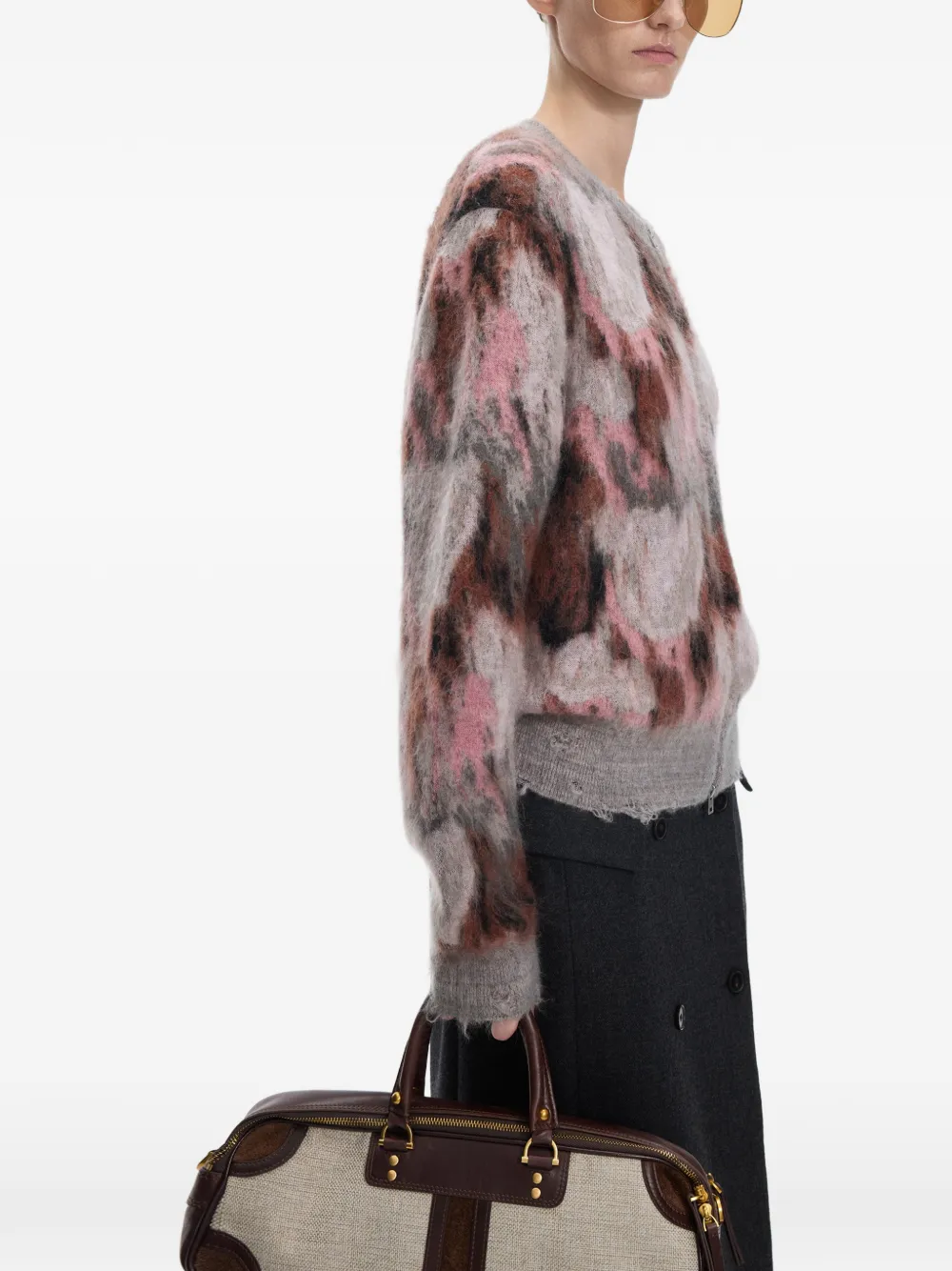JNBY Vest met bloemenprint en rafels Grijs