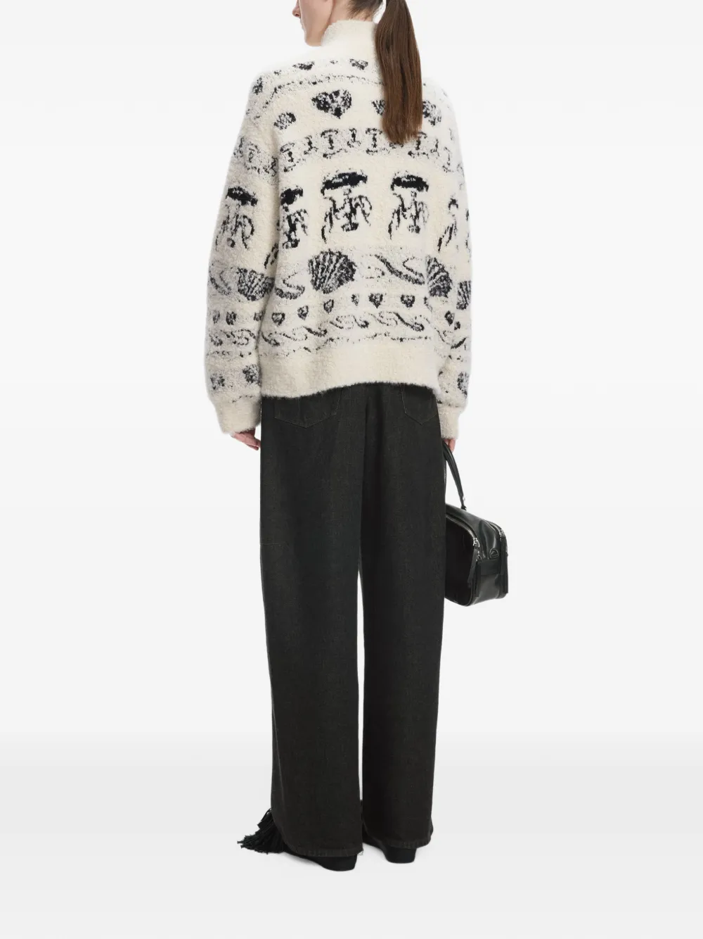 JNBY jacquard-knit zip-up cardigan Wit