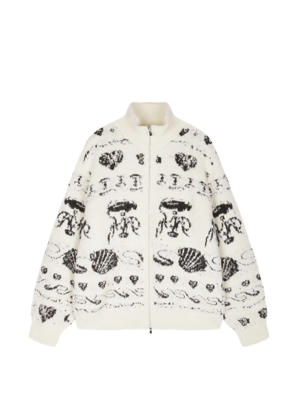 JNBY jacquard-knit zip-up cardigan - White