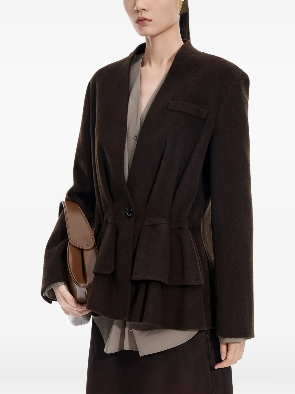 JNBY Blazer van dubbelzijdige stof met X-silhouet Bruin