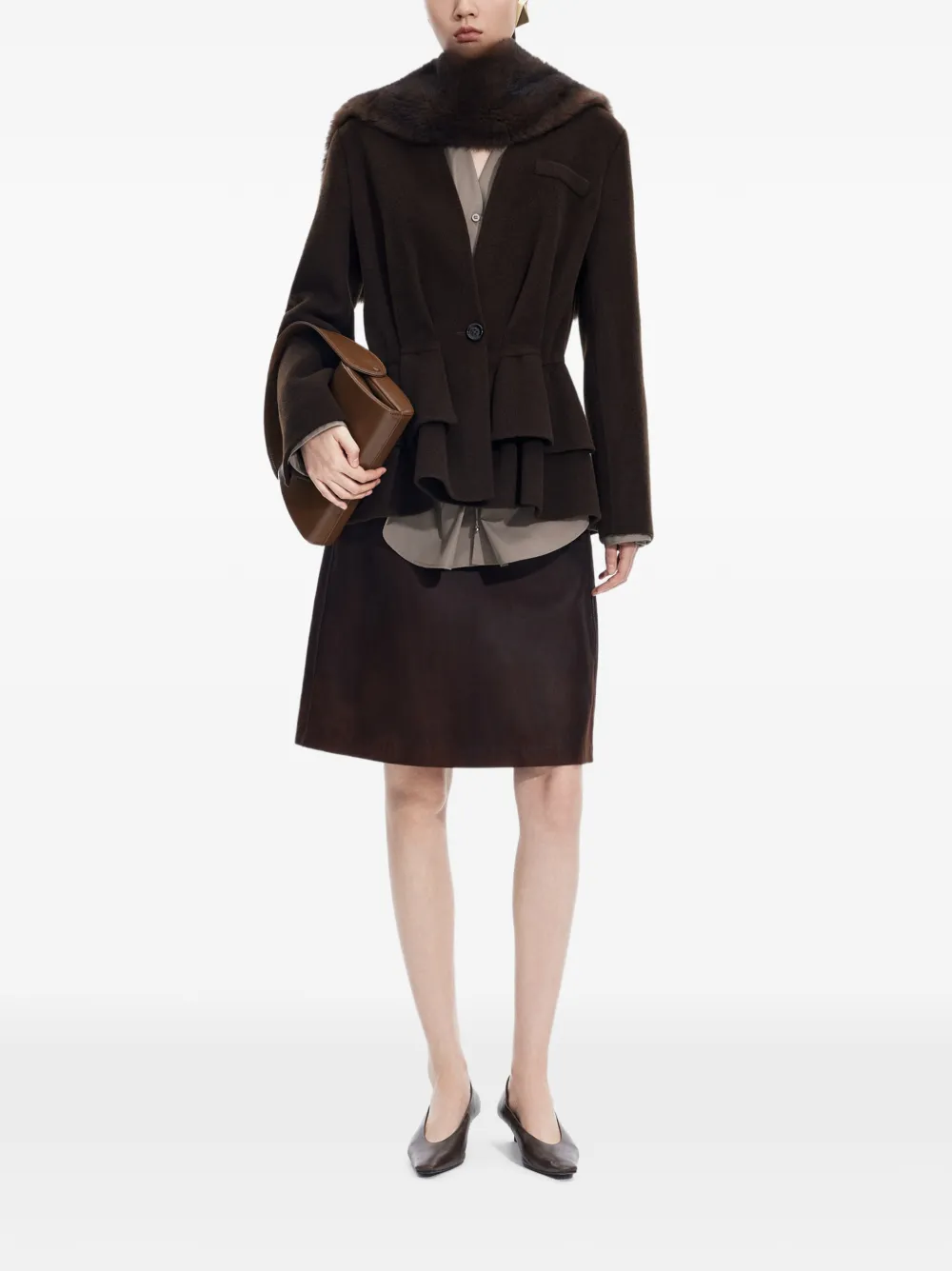 JNBY Blazer van dubbelzijdige stof met X-silhouet Bruin