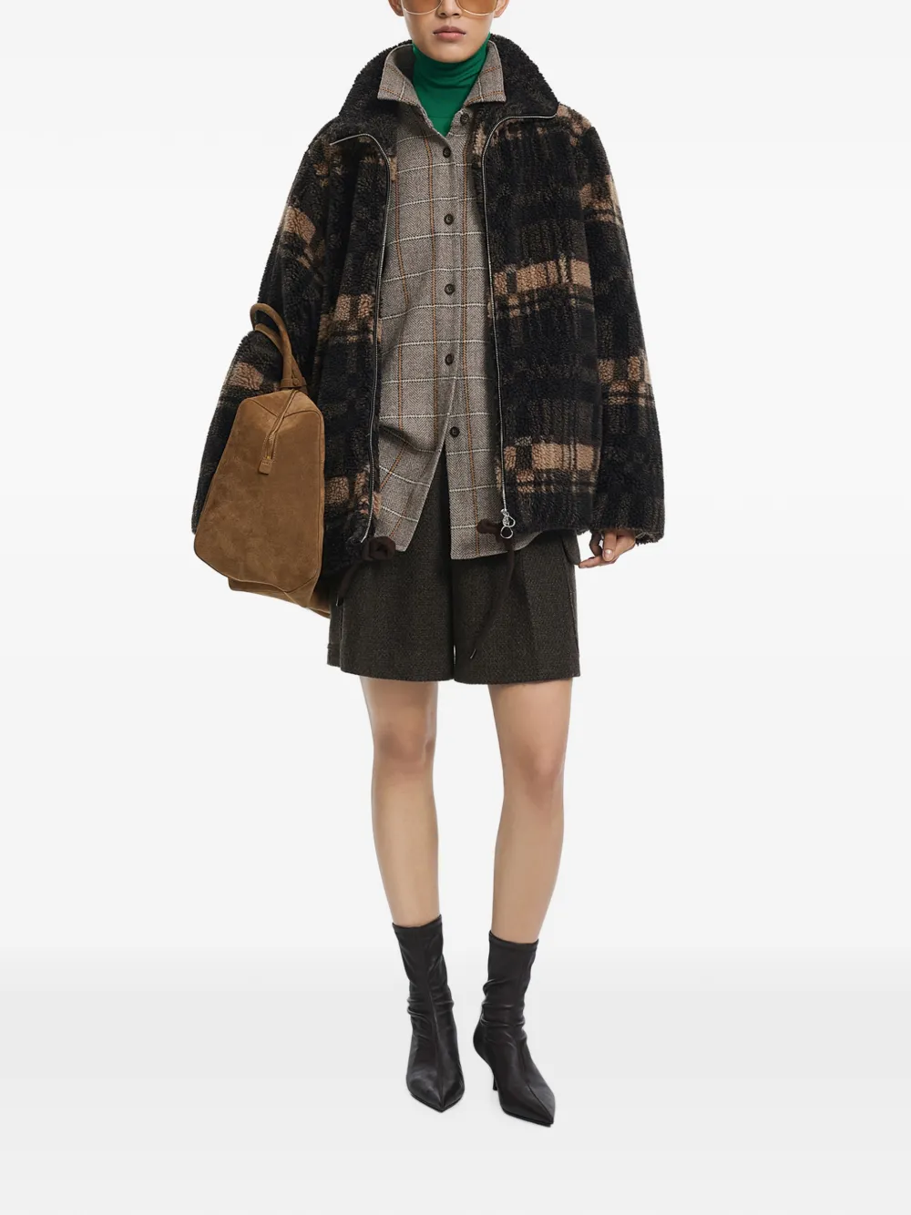JNBY check-pattern oversized jacket Bruin