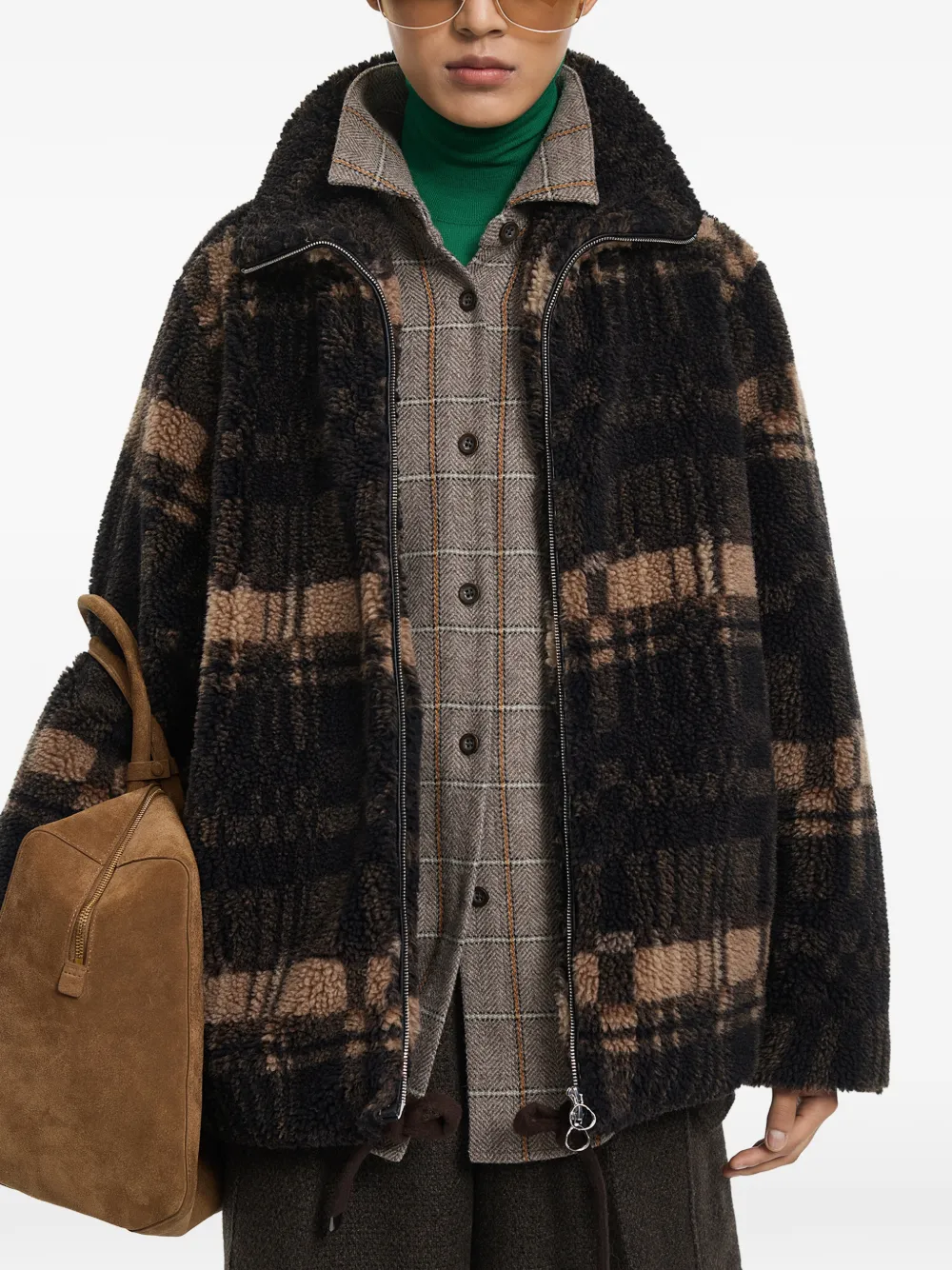 JNBY check-pattern oversized jacket Bruin