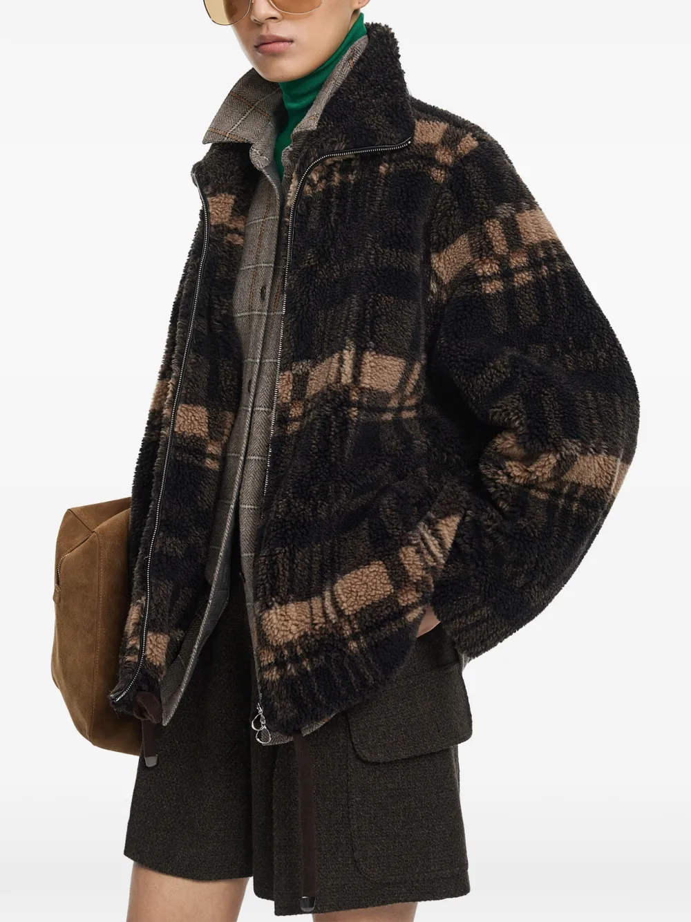 JNBY check-pattern oversized jacket Bruin