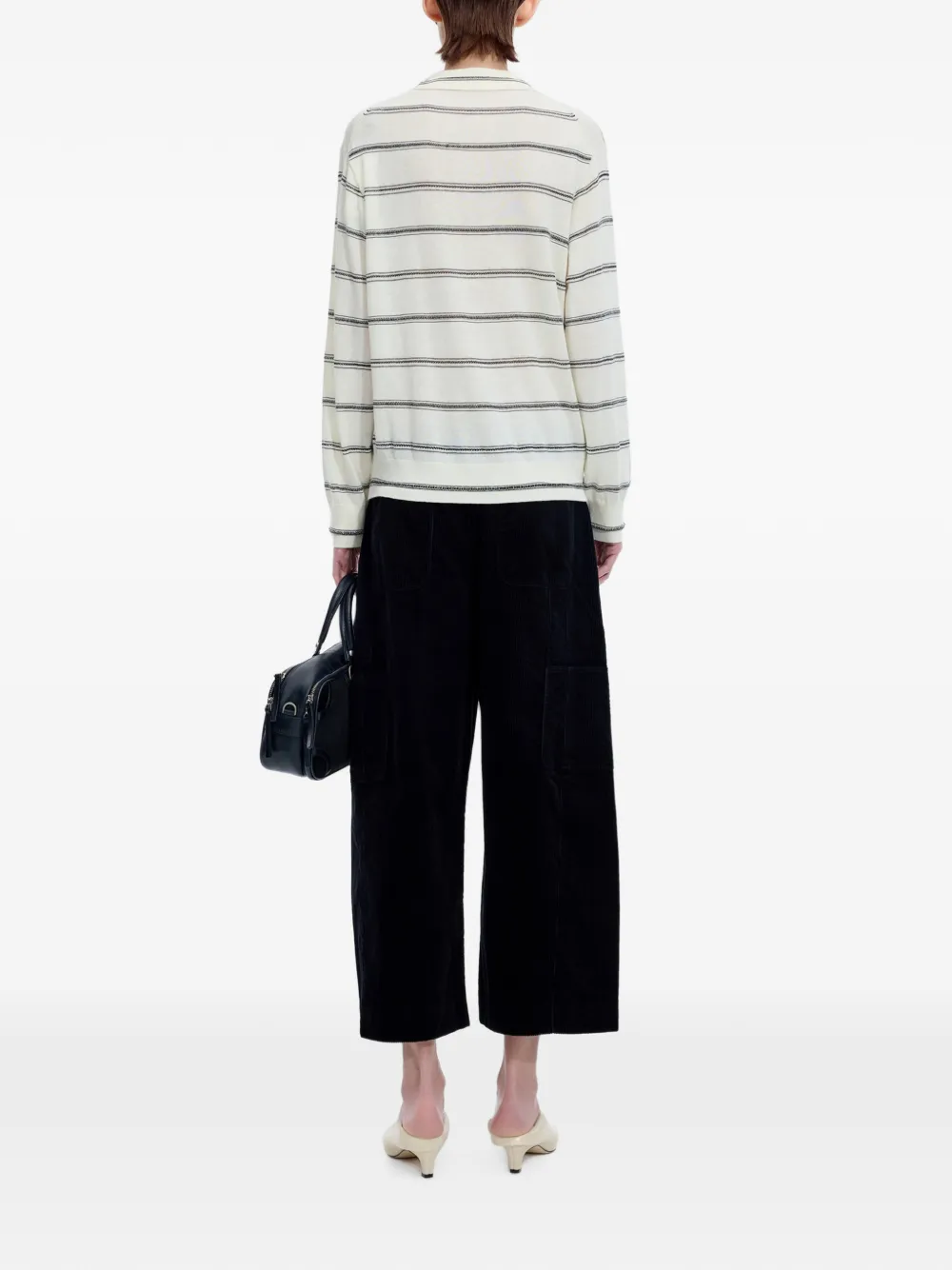 JNBY striped polo-collar sweater Beige