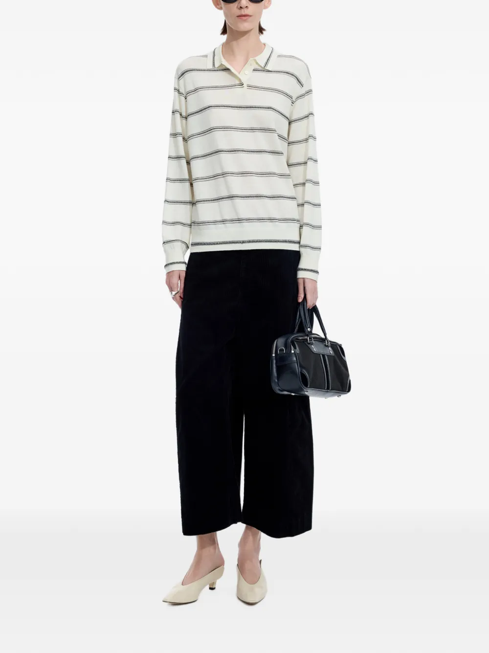 JNBY striped polo-collar sweater Beige