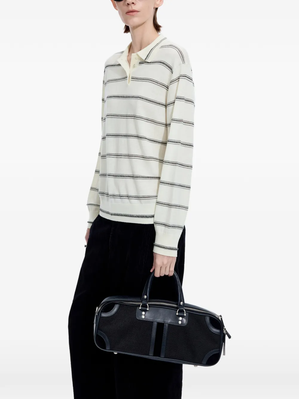 JNBY striped polo-collar sweater Beige