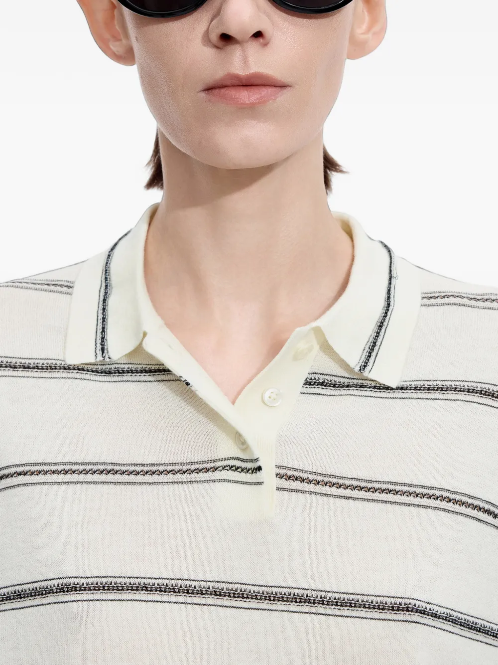 JNBY striped polo-collar sweater Beige