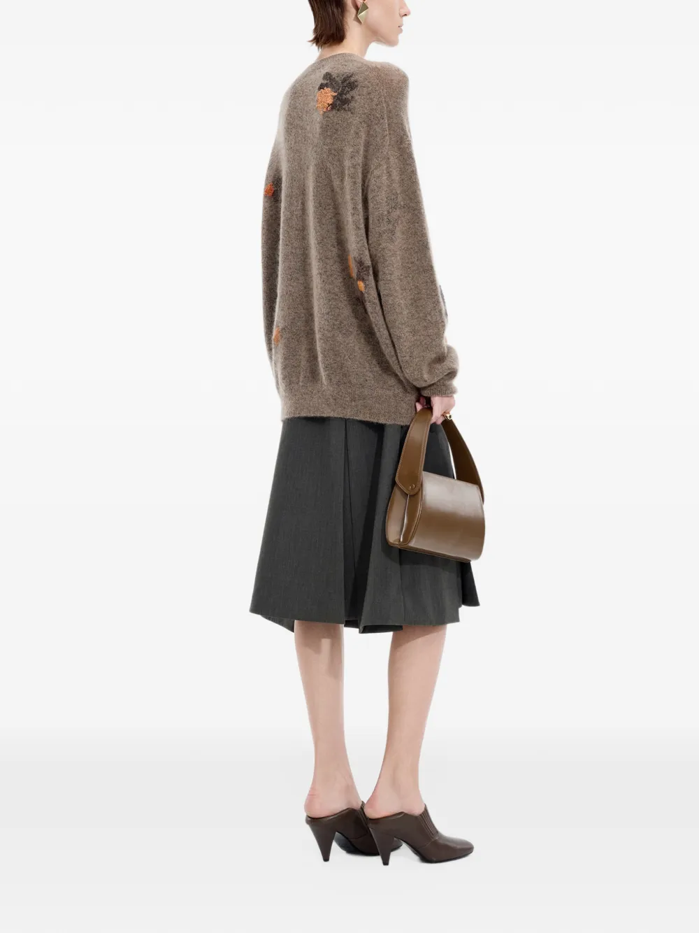 JNBY Oversized trui met bloemen-jacquard Bruin