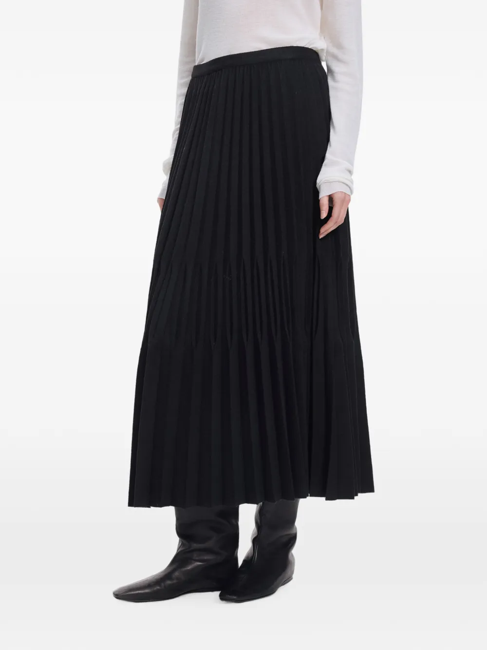 JNBY pleated A-line midi skirt Zwart