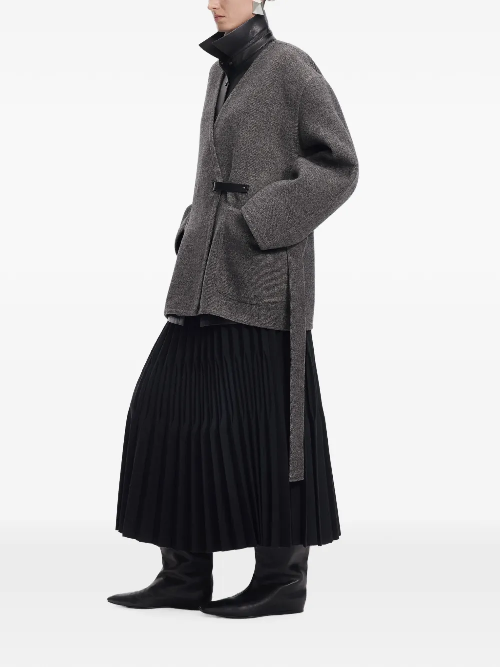 JNBY pleated A-line midi skirt Zwart