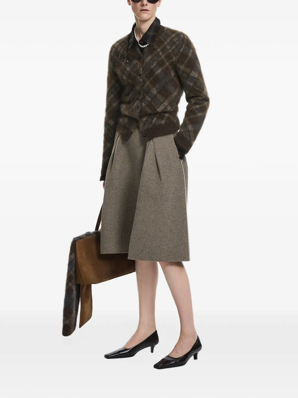 JNBY pleated A-line midi skirt Grijs