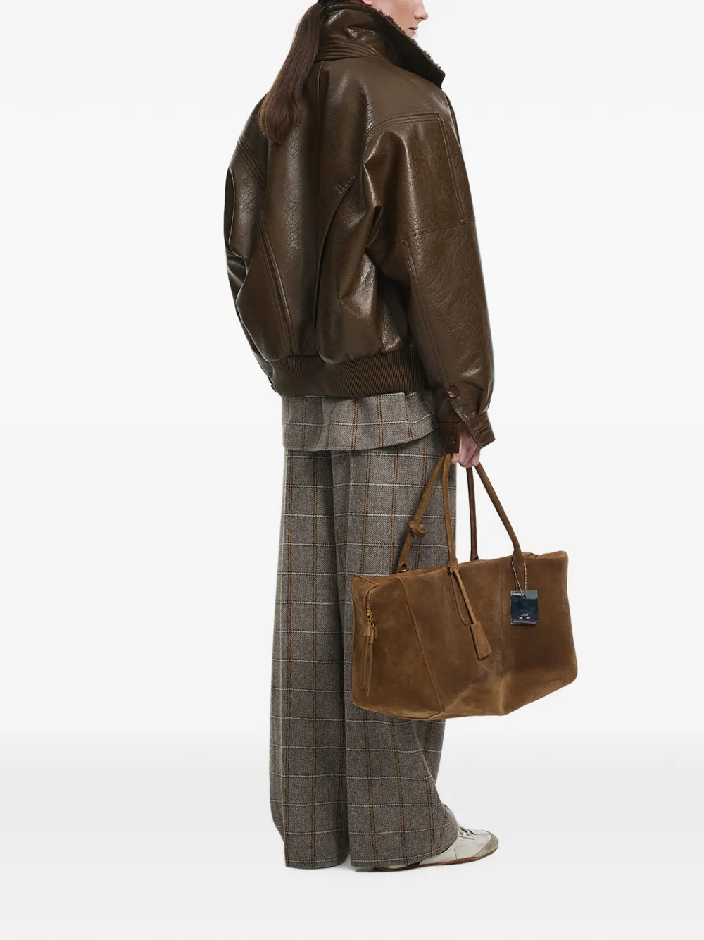 JNBY Geruite broek met visgraat-patroon Bruin