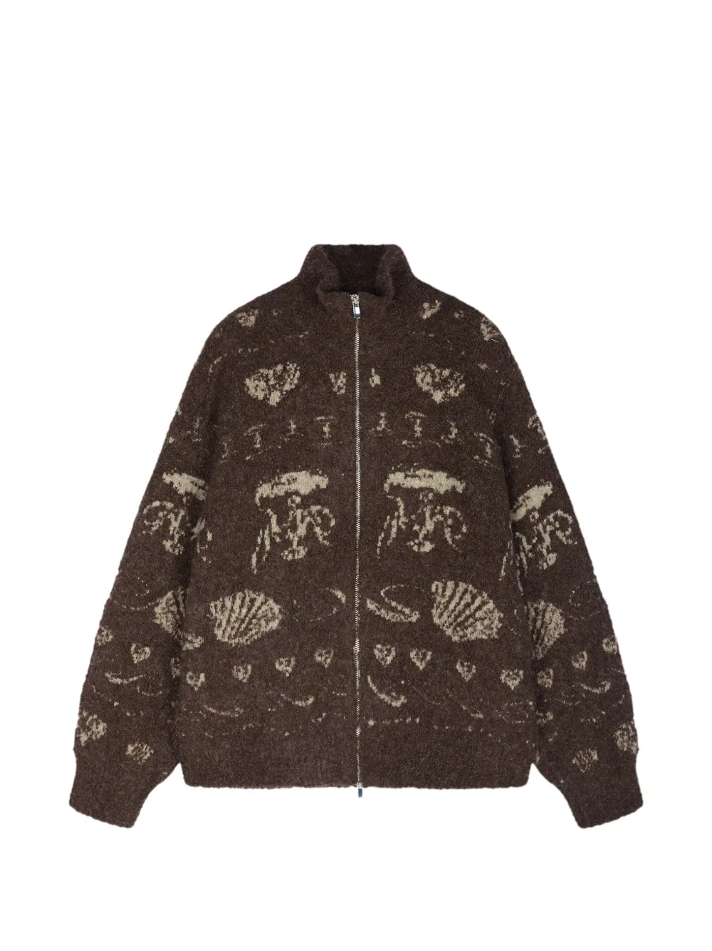 JNBY jacquard zip-up cardigan - Brown