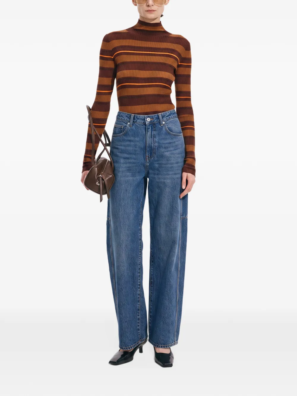 JNBY striped mock-neck sweater Bruin